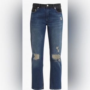 French Connection Indi Mash Up Boyfriend Fit Jeans Dual Denim Distress